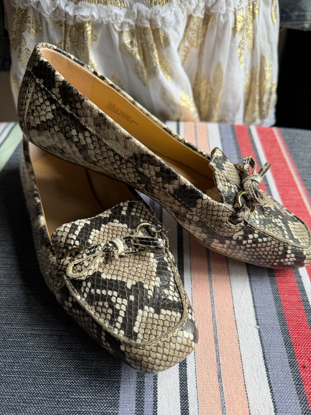 Talbots Snakeskin Print Leather Loafers Women's 7.5M Comfort Flats